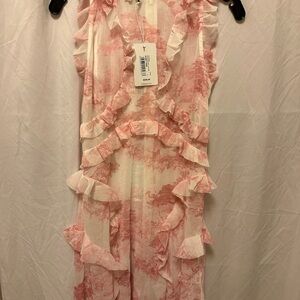 NWT Ted Baker KENEDI Pink and White Ruffle Dress